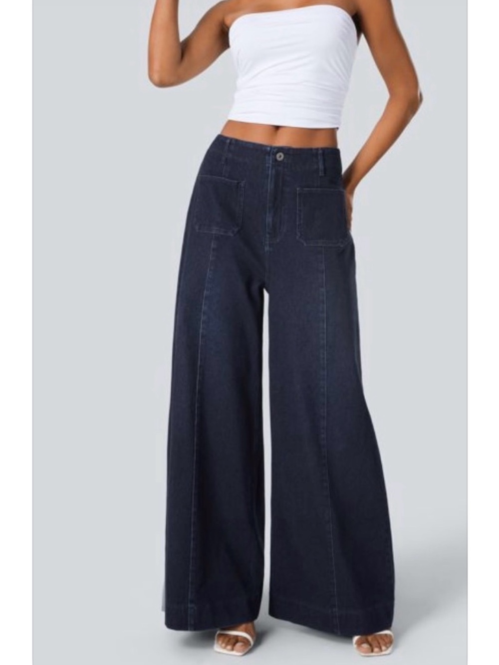 HALARA Dark Navy Wide-Leg High-Rise Jeans